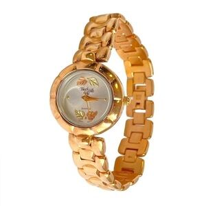 BlackHills‎ Gold Watch Rose Gold Band Pink Green Leaves Black Hills Womens